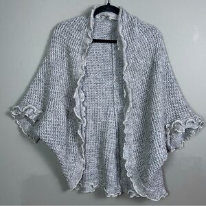 Anthropologie Moth sweater XS ruffle gray‎ cocoon oversized cardigan waffle knit